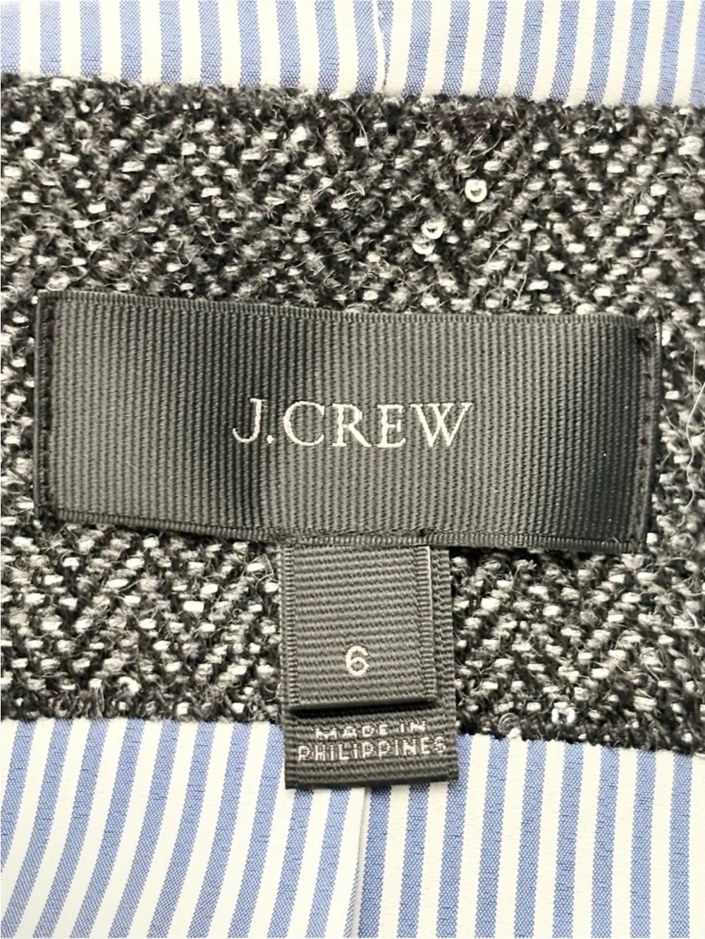 J. Crew Campbell Donegal Sparkle Charcoal Herringbone Career Blazer Size 6